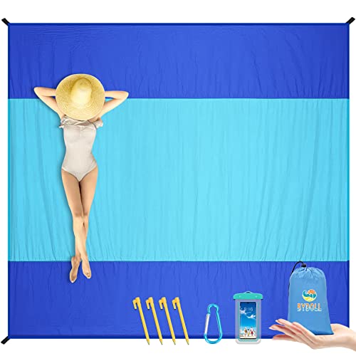 BYDOLL Nylon Beach Blanket Waterproof Sandproof Oversized 7'x7' Suits 1-5 Adults Sand Free Extra Large Blanket Lightweight Soft Picnic Mat for Beach Travel Camping