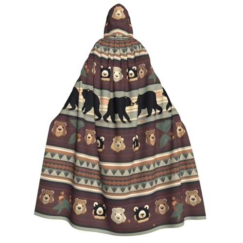GUOLGP Capa con capucha para hombre y mujer con estampado de oso para Halloween, Navidad, carnaval, fiestas temáticas