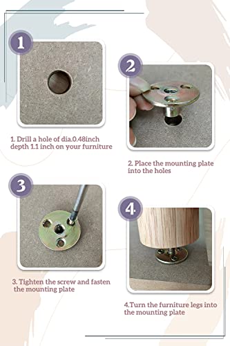 Gosche Round Solid Wood Furniture Legs Sofa Legs 6 Inch, Natural Wooden Couch Legs, Replacement Legs For Armchair, Cabinet, Chair, Mid Century Modern Dresser Or Home Diy Projects Bun Feet #TOP5