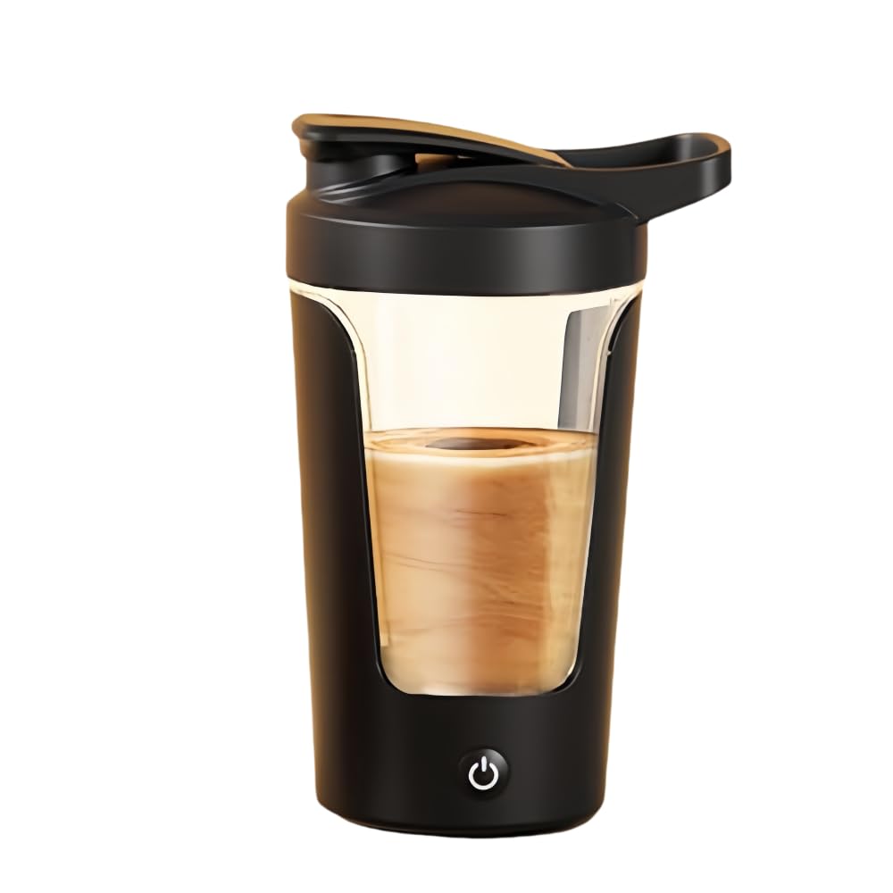 Elektrischer Protein-Shaker-Flasche, automatischer Rührbecher, Lebensmittelqualität, PP-Becher, Sport, Gesundheit, wasserdicht, wiederaufladbar, Schwarz