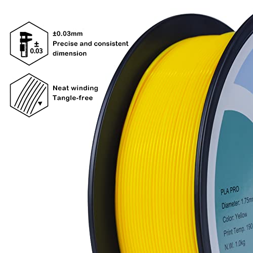 Image of ZIRO PLA Filament 1.75mm, Higher Strength &Toughness Material, 1KG Yellow | Fit for Most FDM 3D Printer, 1.75mm 1KG Spool, Dimensional Accuracy + /-0.03mm, Colorful PLA FilamenT