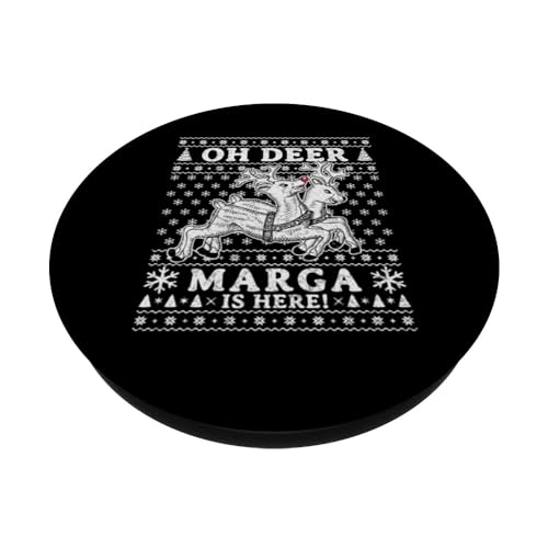 Oh Deer - Marga Is Here Ugly Christmas PopSockets Swappable PopGrip, Black - Image 2