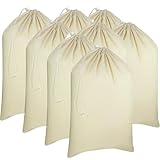 100% Baumwolle, extra groß, strapazierfähig, Wäschesäcke in natürlicher Farbe – 71 cm x 91 cm,Kordelzug mit Kordelverschluss, Aufbewahrungsbeutel Maschinenwaschbar/Wiederverwendbar (8 Pack)