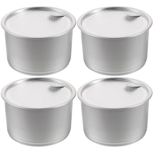 GRIRIW 4Pcs Aluminum Storage Cans with Lids Durable Metal Containers for Pet Food Cookies and Crafts Airtight Seal Design for Organizing Items