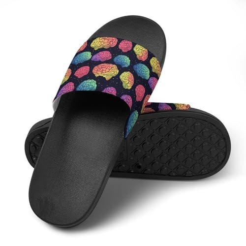 Rainbow Brains Pattern House Sandals Slip On Bathroom Slippers Beach Summer Shoes for Men Women4