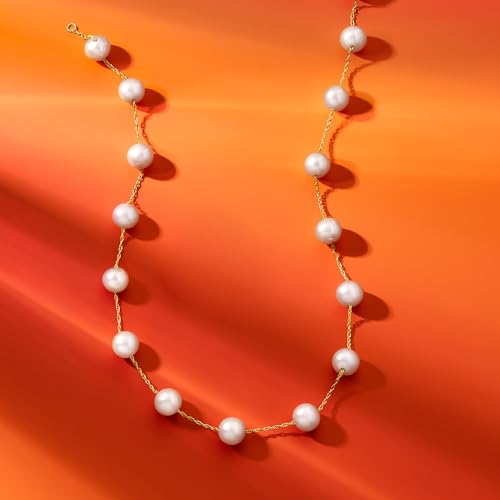 Ross-Simons 8-8.5mm Cultured Pearl Station Necklace in 14kt Yellow Gold4