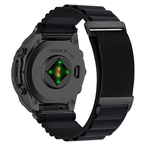 #VerdientProvisionen<br>QuickFit 26mm Nylon Armband Kompatible mit Garmin Fenix 8 51mm/Fenix 7X/Fenix 6X/Fenix 6X Pro/Fenix 5X Sport Verstellbares Uhrenarmband für Garmin Tactix 8 51mm/Quatix 7X Schwarz
