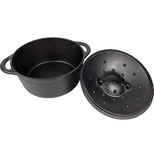 Cast Iron Dutch Oven, Pre-Seasoned, Stock Pot with Dual Handles - 4.86 qt | for Indoor & Outdoor Use
