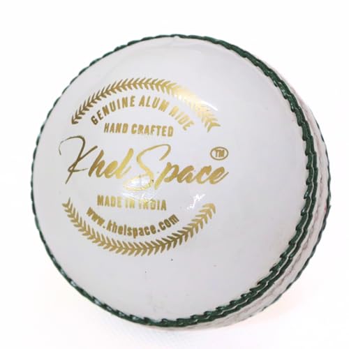 Image of KHELSPACE KS-20 Leather White Cricket Ball | Hand-Stitched | Professional Grade | Ideal for Day /Night Matches, Practice & Tournaments (1)