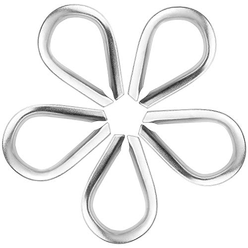 AConnet 5 Pcs 5/8 Inch Wire Rope Thimble M12 Cable Thimbles 304 Stainless Steel Thimble Rigging For 5/8 Inch Diameter Wire Rope/Cable