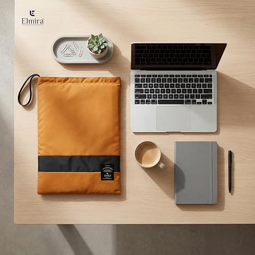 Image of Elmira 15.6 Inch Laptop Sleeve, Water-Resistant Padded Protective for MacBook Pro 16, Dell, HP, Lenovo, ASUS & Acer, Slim Laptop Cover Bag with Durable Zipper for Men & Women (Camel, 15.6 INCH)