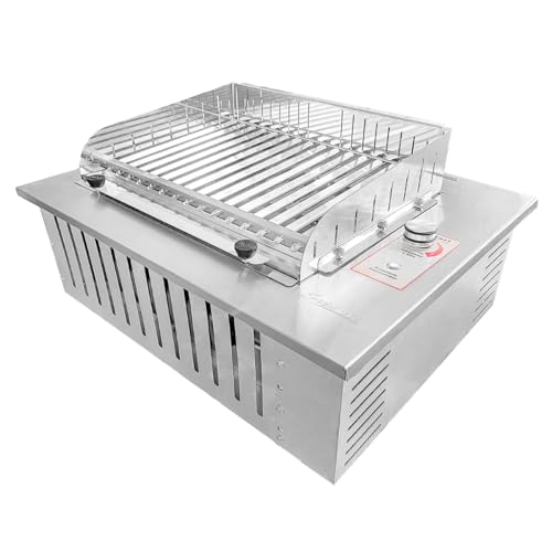 Churrasqueira a Gás de Embutir com Grelha Argetina, Sem fumaça, Inox, Acendimento automático