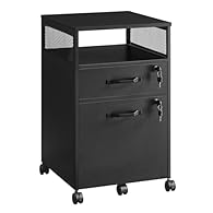 【AMPLE STORAGE SPACE】This file cabinet features a top shelf that can accommodate a small printer, an open compartment for notepads or printer paper, a small drawer for pens and various office supplies, and a large drawer for A4 or letter-size documen...