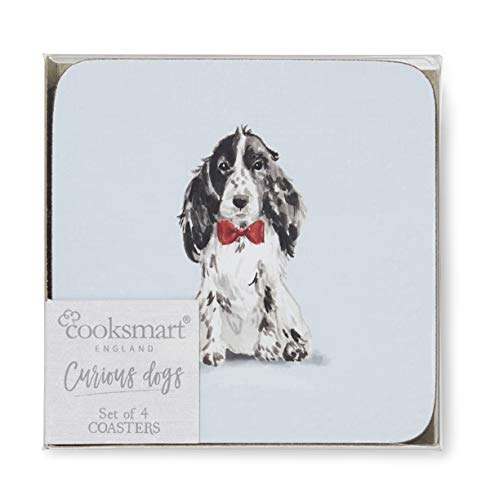 Cooksmart Pack of 4 Drink Coasters | British Designed Eco Cork Drinks Coasters For Modern Homes | Coasters For Drinks For All Types of Cups & Mugs - Curious Dogs