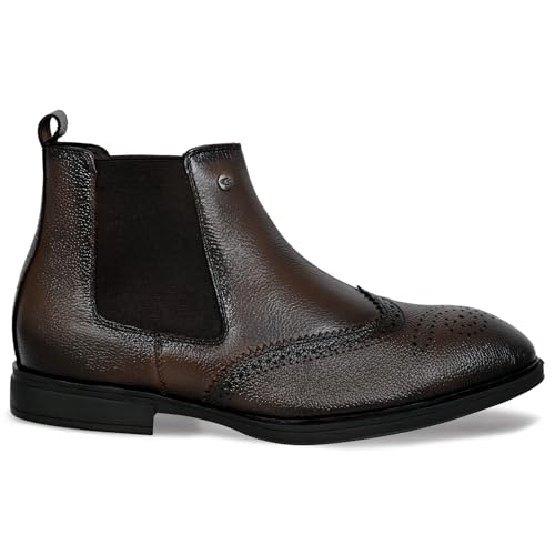Image of Allen Cooper Men's Black /Tan Leather Chelsea Boots - Stylish Formal & Casual Wear