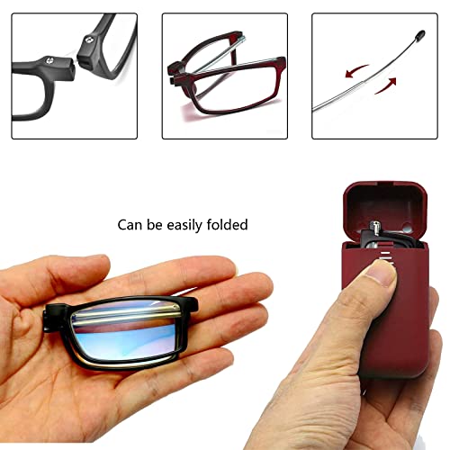 Hubeye Foldable Reading Glasses Portable Easy to Carry Folding Blue Light Blocking Reader with Glasses Case 1.50 - Image 3