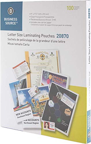 Business Source 3 Ml Letter Size Laminating Pouches (20870) (3) #TOP2