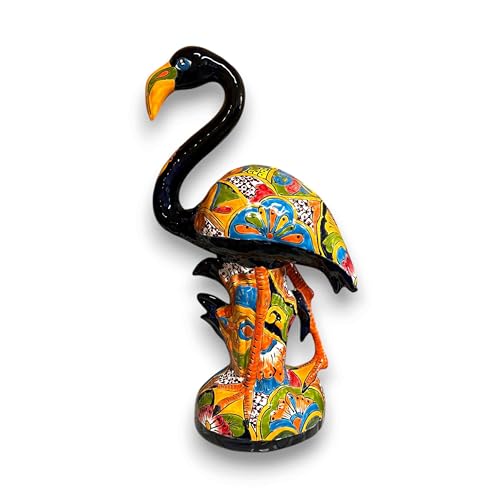 Estatua de flamenco Talavera de cerámica pintada a mano
