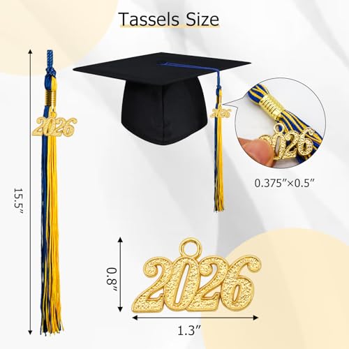 Image of GraduationMall Single&Multiple Color Graduation Tassel with 2026 Year Charm 9 inch