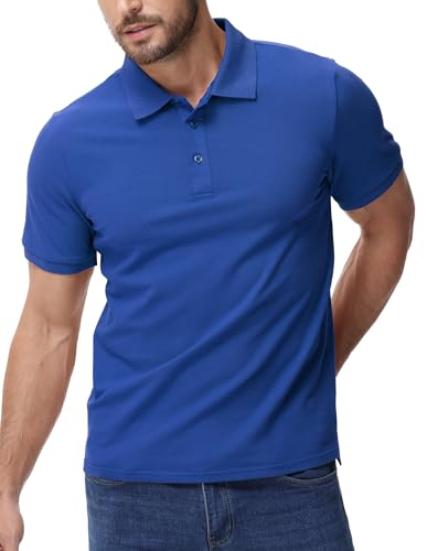 Image of MIER Men's Cotton Pique Polo Shirts, Short Sleeve Golf Work Casual Tops
