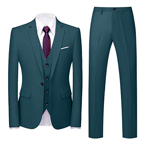Wemaliyzd Mens 3 Piece Tuxedo Suit Classic Fit Double Breasted Vest Pants