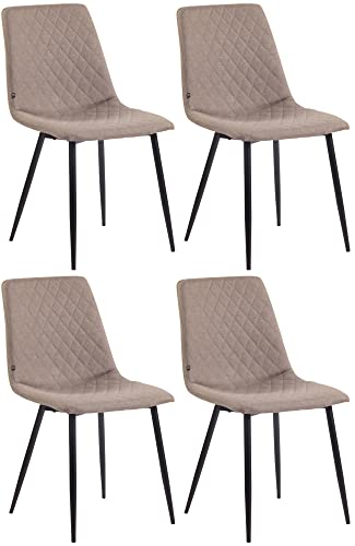 CLP Lot De 4 Chaises De Salle A Manger Telde en Tissu I Chaise De Cuisine avec Assise rembourrée I Piètement en Métal I Chaise De Visiteur, Couleur:Taupe