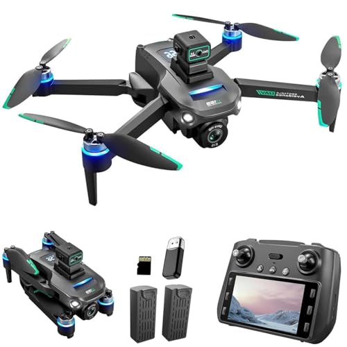 OBEST Drone GPS con Cámara 4K Adultos con Tarjeta SD, 5G FPV Dron Plegable Mando Distancia con Pantalla UHD 5.9', 2 Batería 40Min, Estabilizador Auto Seguimiento Retorno Follow Me, RC Helicóptero