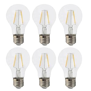 6-pack niet dimbaar AC 110-130V 2W A60 E26 schroef LED klassieke gloeilamp, 20W gloeilampen vervanging, warm wit 2700K
