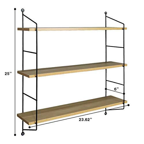 Sorbus® Floating Shelf With Metal Brackets — Wall Mounted Rustic Wood Wall Storage, Decorative Hanging Display For Trophy, Photo Frames, Collectibles, And Much More (3-Tier – Maple) #TOP2