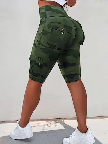 Flamingals Biker Shorts Women Tummy Control High Waisted with Flap Pocket Workout Running Yoga Athletic Shorts3