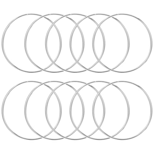 Image of 10PCS Metal Rings for Craft, Silver Hoops Floral Macrame Hoops Rings for Making Wedding Wreath Decor, Dream Catcher and DIY Centerpiece Wall Hanging Craft (Silver, 80mm)