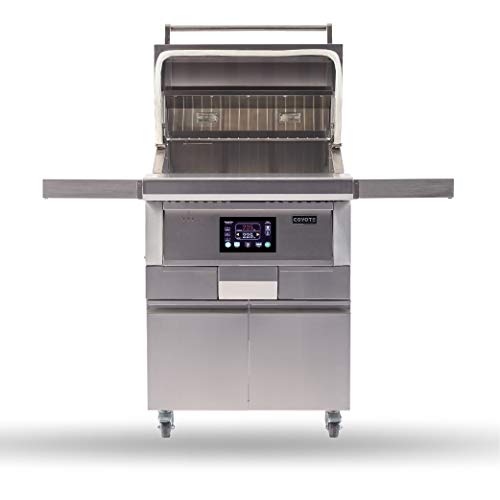 Coyote 28 Inch Freestanding Pellet Grill on Cart, Stainless Steel, Intuitive Digital Touch Control - C1P28-FS