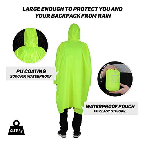Image of ROCKSPORT Unisex Hooded Rain Poncho for Adult,Waterproof, lightweight,Reusable& Packable, One Size Fits Most, Free Size