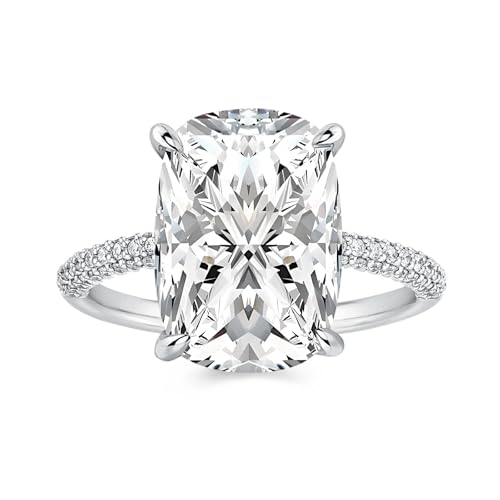 4.0CT Cushion Cut Moissanite Engagement Ring for Women, Lab-Created D Color VVS1 Clarity, 925 Sterling Silver Wedding Promise Ring
