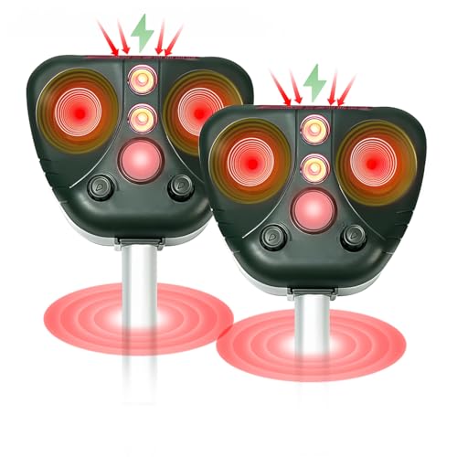 Falala ネズミ駆除 超音波 動物撃退器 ネズミ除け 猫よけ 鳥よけ 犬よけ USB充電&ソーラー充電 赤外線センサー 10m感知範囲 害獣対策 IP65防水 畑保護 庭保護 害獣撃退器 糞被害対策 鳥害対策 (2個セット,グリーン)