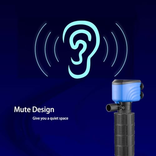 Image of Fish Tank Filter - Silent Internal Aquarium Filter for Clean Water, Air Pump, and Waves - Biochemical Filtration for Healthy Fish and Turtles (45W-3000L /H, Black)