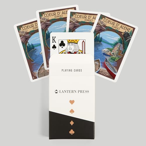 Lantern Press Coeur d'Alene, Idaho, Baraja de 52 naipes póker miniatura 6