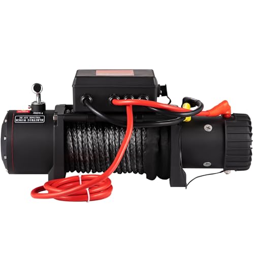 Electric Winch 13500lb, Waterproof Electric Truck Winch,12V Synthetic Rope Winch with Wireless Handheld Remote for Truck Jeep SUV Boat