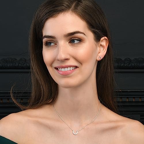 Dainty Horseshoe Necklace in 925 Sterling Silver, Cute Sterling Silver Horseshoe Pendant Necklace for Women in Silver, Gold or Rose Gold, Silver Jewelry for Women3