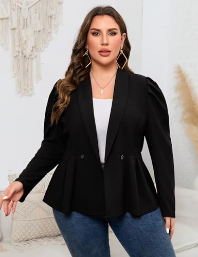 ShopWonder Womens Plus Size Blazers Business Casual Knit Blazer for Work Long Sleeve Shawl Lapel Blazer Suit Jackets2