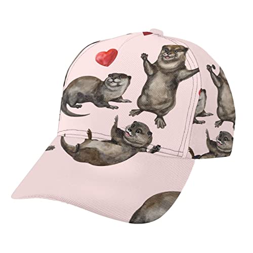 Motif sans Couture Aquarelle avec Dessin à la Main Casquette de Baseball réglable Funny A Pug on A Black Caps Classic Fashion Print Twill Trucker Hats for Women Men Girl Boy