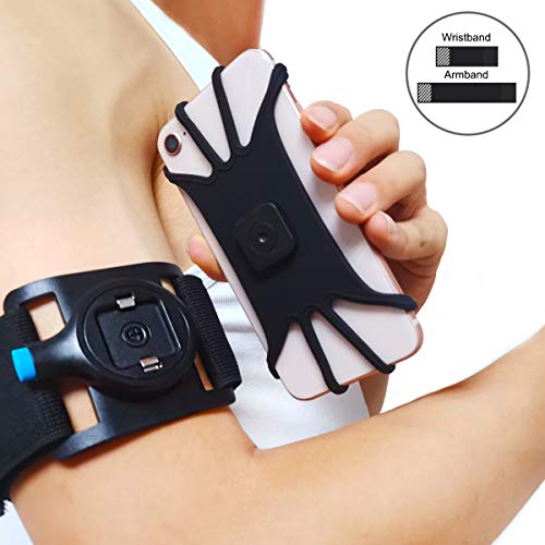 Quick Mount Running Phone Armband- Wrist Band Cell Phone Holder Sport Arm Band Universal Fit for iPhone 12/11/XS/XR/8 Plus/8/7/6s, Galaxy S20 S10 /S20/S10/& & Other 4.0-6.5 Holder Phone Armband