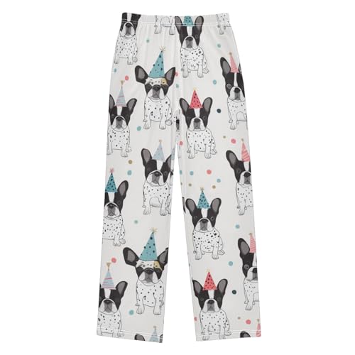 ZZXXB Birthday French Bulldog Boys Long Pants Soft Trousers Elastic Waist Kids Lounge Bottoms with Pockets S-XL