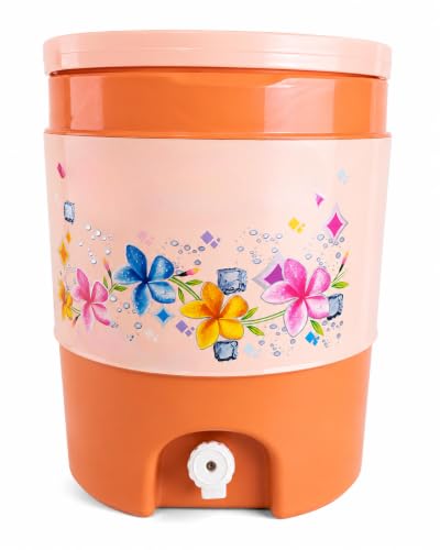 Image of Plastic Water Jug | Food Grade | Insulated Water jug Cool Chilled Water Camper jar (Orange & Cream, 15 litres)