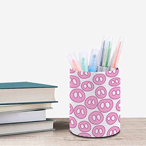 JUZGTSIT Stifthalter mit niedlicher Schweineschnauze, PU-Leder, Stiftebecher, Schreibtisch-Organizer, Make-up-Pinselhalter für Zuhause und Büro