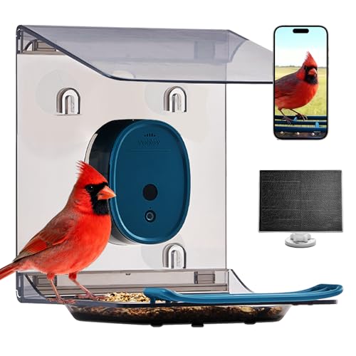 Smart Bird Feeder with Camera Solar Powered,2K UHD Video Live Stream,Easy Set Up,AI Bird Species Identification, Auto Capture Videos&5MP Photos,Instant Alerts,Gifts for Bird Lovers