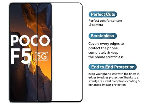 Image of HD Tempered Glass Screen Protector Compatible for Poco F5, F5 Pro 5G with Edge to Edge coverage and Easy Installation kit
