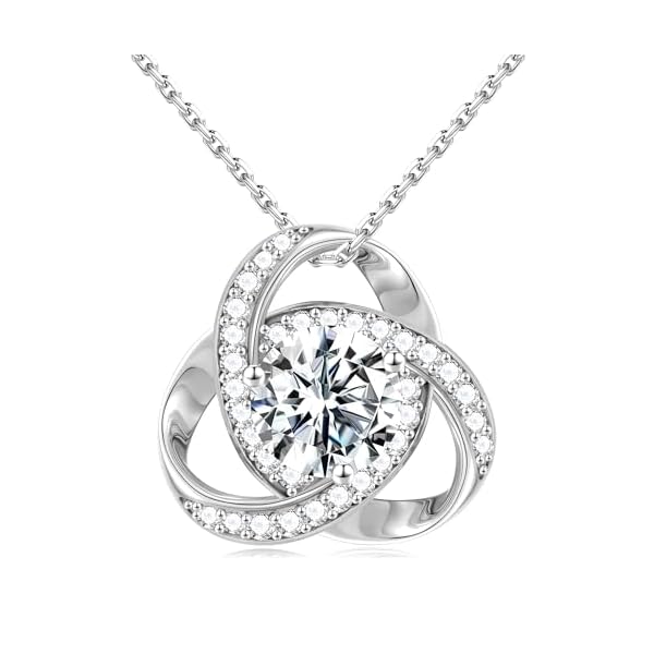 MOOSEA Love Knot Moissanite Necklace for Women, 1-3 ct D Color VVS1 Clarity 925 Sterling Silver Moissanite Pendant Necklace, Anniversary Birthday Gifts for Women Wife Mom Girlfriend Jewelry Gifts