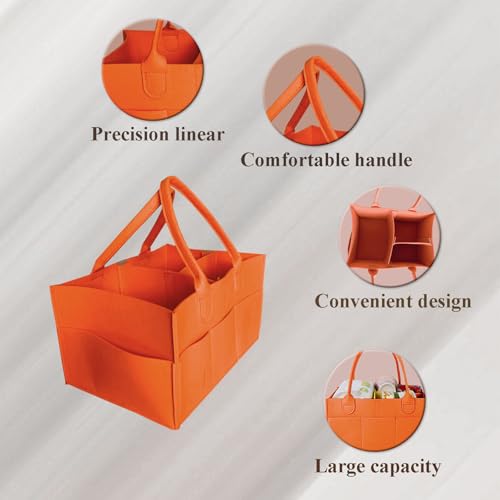Baby Diaper Caddy is a versatile baby basket designed for nursery storage, car organization, and as a thoughtful gift for baby showers. Perfect for storing diapers and baby wipes. (Orange)