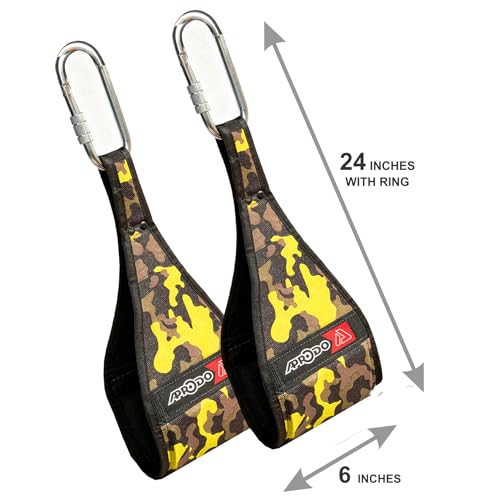 Image of APRODO Heavy Duty Pair For Pull Up Bar Hanging Leg Raiser Fitness With Big D-Ring Steel Quick Connectors, Superb Arm Padding For Abdominal Training Workout Equipment (GREEN CAMOUFLAGE)